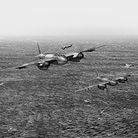 Buy canvas prints of Mosquito fighter bombers over the North Sea, B&W v by Gary Eason