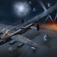 Buy canvas prints of Lancaster KB799 under fire by Gary Eason