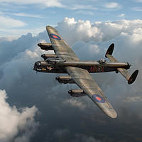 Buy canvas prints of Lancaster W5005 AR-L Leader above clouds by Gary Eason