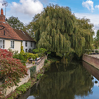 Buy canvas prints of Cottages and stream, Coggeshall by Gary Eason