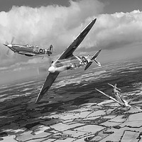 Buy canvas prints of Spitfire TR 9 fighter affiliation, B&W version by Gary Eason