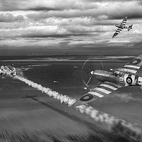 Buy canvas prints of Normandy Spitfire attack B&W version by Gary Eason