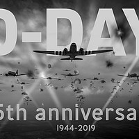 Buy canvas prints of D-Day 75th poster B&W version by Gary Eason