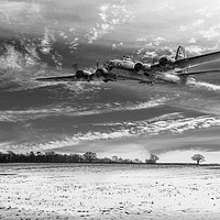 Buy canvas prints of B-17 on a wing and a prayer B&W version by Gary Eason