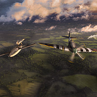 Buy canvas prints of Spitfire tipping V1 flying bomb by Gary Eason