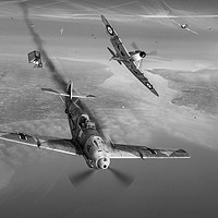 Buy canvas prints of Helmut Wick shot down over Poole Bay, B&W version by Gary Eason