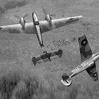 Buy canvas prints of Percy Burton Hurricane ramming Messerschmitt Bf110 by Gary Eason