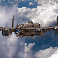 Buy canvas prints of Avro Lancaster above clouds close-up by Gary Eason