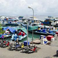 Buy canvas prints of busy harbor of Male' Maldives by Hassan Najmy