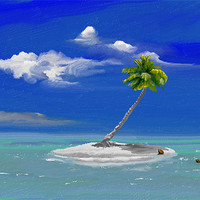 Buy canvas prints of One palm Island by Hassan Najmy