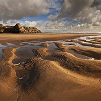 Buy canvas prints of Three Cliffs Sand Pattern by Creative Photography Wales