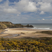 Buy canvas prints of Three Cliffs Bay landscape by Creative Photography Wales