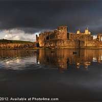 Buy canvas prints of Caerphilly Castle Autumn sunset by Creative Photography Wales