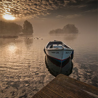 Buy canvas prints of Llangorse Lake misty dawn by Creative Photography Wales
