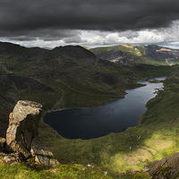 Buy canvas prints of Llyn Llydaw panorama by Creative Photography Wales