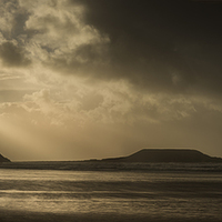 Buy canvas prints of Worms Head Evening Glow by Creative Photography Wales