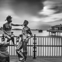Buy canvas prints of Mermaid Quay,  Statue by Creative Photography Wales