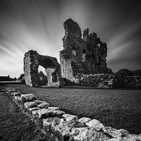 Buy canvas prints of Ogmore Castle in monochrome by Creative Photography Wales