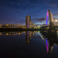 Buy canvas prints of  Squinty Bridge night-time cityscape by Creative Photography Wales