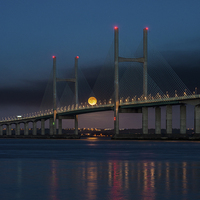 Buy canvas prints of Severn Bridge Moonrise by Creative Photography Wales