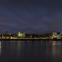 Buy canvas prints of Tower Bridge Night Panorama by Creative Photography Wales