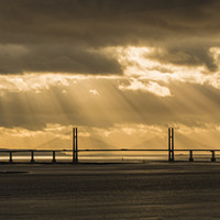 Buy canvas prints of Severn Bridge evening light by Creative Photography Wales