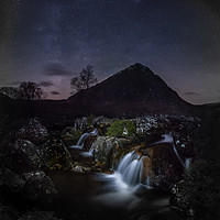 Buy canvas prints of Glen Etive Waterfalls Night Sky by Creative Photography Wales