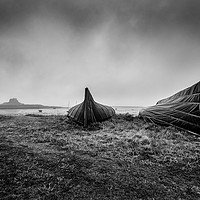 Buy canvas prints of Upturned Boats at Lindisfarne Harbour by Creative Photography Wales