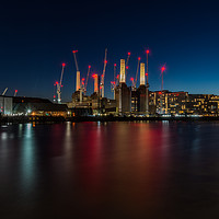 Buy canvas prints of Battersea Power Station Night View on the Thames,  by Creative Photography Wales