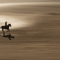 Buy canvas prints of Ponies on the beach at Three Cliffs Bay, Gower Pen by Creative Photography Wales