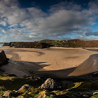 Buy canvas prints of Three Cliffs Bay Landscape by Creative Photography Wales