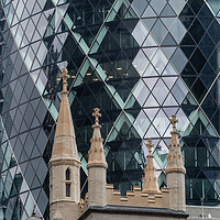 Buy canvas prints of The Gherkin and St Andrews Church at Leadenhall Ci by Creative Photography Wales