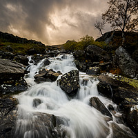 Buy canvas prints of Ogwen Rhaeadr Waterfall from from Idwal Cottage, S by Creative Photography Wales