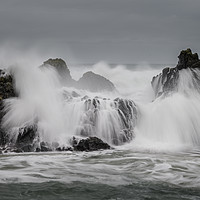 Buy canvas prints of Crashing wave at Ballintoy Coastline on the The Ca by Creative Photography Wales