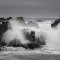 Buy canvas prints of Crashing wave at Ballintoy Coastline on the The Ca by Creative Photography Wales