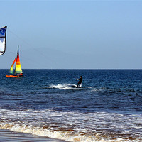 Buy canvas prints of Surfer in Santa Barbara by Hamid Moham