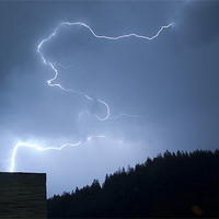Buy canvas prints of Lightning over Rocks Resort, Switzerland. by Scott Simpson
