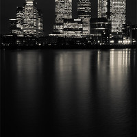 Buy canvas prints of Big City Lights of Canary Wharf II (B&W) by Paul Shears Photogr