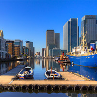Buy canvas prints of On The Dock At Canary Wharf by Paul Shears Photogr