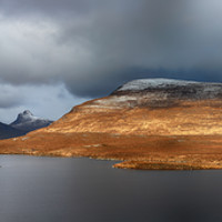 Buy canvas prints of Mountain Pano from Knockan Crag by Grant Glendinning