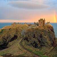 Buy canvas prints of Dunnottar Castle Sunset Rainbow by Grant Glendinning