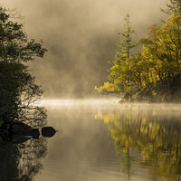 Buy canvas prints of Loch Ard in Autumn Misty Sunrise by Maria Gaellman