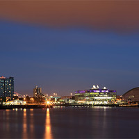 Buy canvas prints of Glasgow Pacific Quay at Night by Maria Gaellman