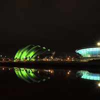 Buy canvas prints of Glasgow City Waterfront at Night by Maria Gaellman