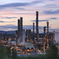 Buy canvas prints of Grangemouth Refinery at Sunset by Maria Gaellman