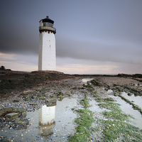 Buy canvas prints of Southerness Lighthouse at Sunset by Maria Gaellman
