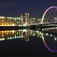 Buy canvas prints of Glasgow Clyde Arc Bridge at Twilight by Maria Gaellman