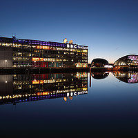 Buy canvas prints of Glasgow River Clyde Reflections at Twilight by Maria Gaellman