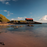 Buy canvas prints of Dunaverty Bay Boathouse and Sea Captains Quarters by Maria Gaellman