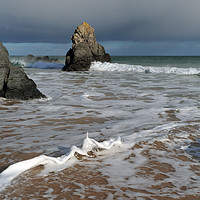 Buy canvas prints of Sango Bay Waves and Sea Stack by Maria Gaellman